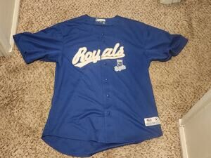 Vintage True Fan Gold-Trimmed Royals Jersey. Blue/White/Gold. Large